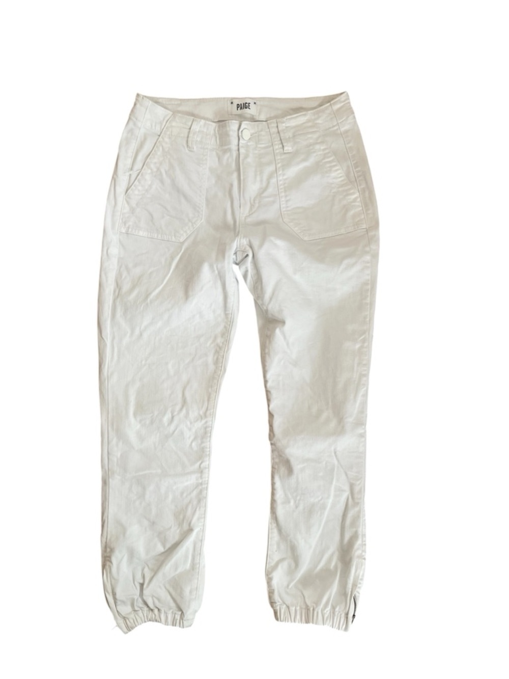 PAIGE Mayslie High Rise Cargo Cotton Straight Leg Joggers in Crisp White - Picture 4 of 15
